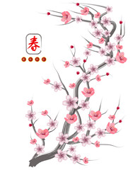 Happy Chinese New year. lunar new year . flowers and asian elements. Zodiac concept for posters, banners, calendar. ( Chinese Translation : happy new year)