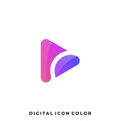 Digital Icon Play Colorful Illustration Vector Design Template