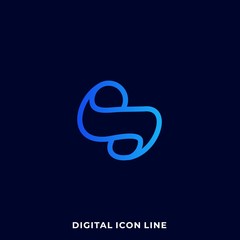Letter S Line Art Illustration Vector Design Template