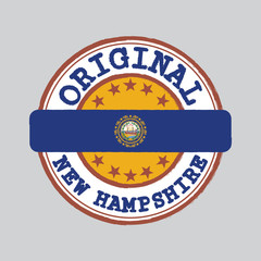 Vector Stamp of Original logo and Tying in the middle with New Hampshire flag, the states of America.