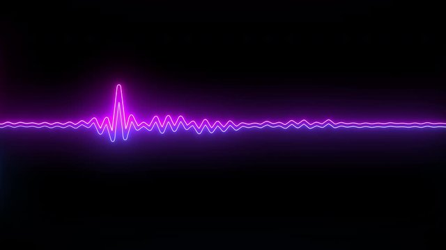 Music frequency interface of pink and purple neon disco scribble line - looped