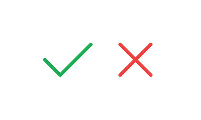 Check marks. Tick and cross vector icons. Yes and No symbols.