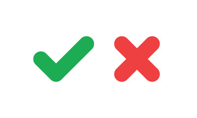 Check marks. Tick and cross vector icons. Yes and No symbols.