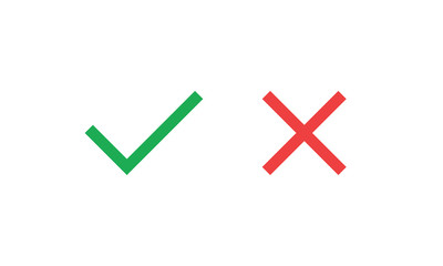 Obraz premium Check marks. Tick and cross vector icons. Yes and No symbols.