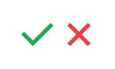 Check marks. Tick and cross vector icons. Yes and No symbols.