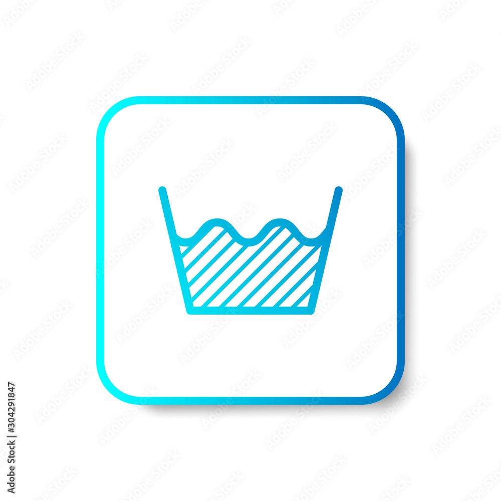 Poster water on a basket outline icon in smooth gradient background button