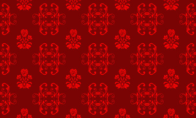 Texture design bright red leaf flower, seamless floral pattern background.