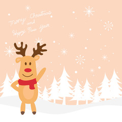 Obraz premium Vector Cute Christmas characters of reindeer winter snowy.