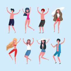 Boys and girls with summer swimwear design