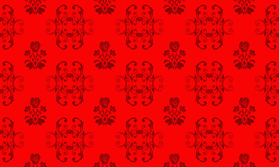 Simple floral pattern background, modern bright red leaf flower.