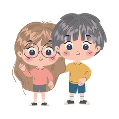 Girl and boy vector design