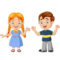 Happy boy and girl cartoon