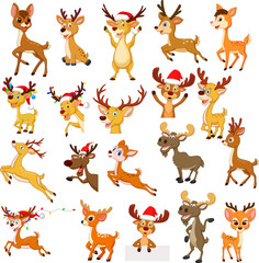 Cartoon reindeer Christmas collection set