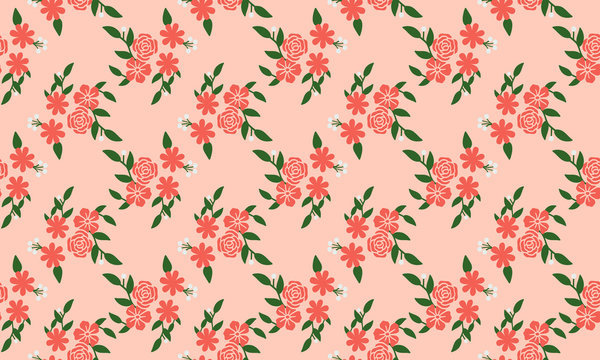 Seamless floral pattern background, with peach flower. © StockFloral
