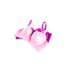 bra or different colour bras on white background.