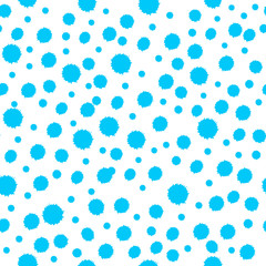 Seamless pattern with blue abstract spots, snowballs, blots. Vector illustration for the design of the winter season, festive Christmas background, banner, template.