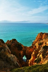 the Atlantic Ocean seen among the rocks
