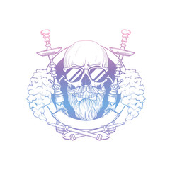 Sketch of hipster skull with hookah