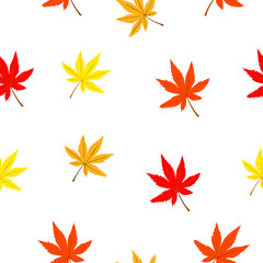 Seamless pattern of autumn maple leaves