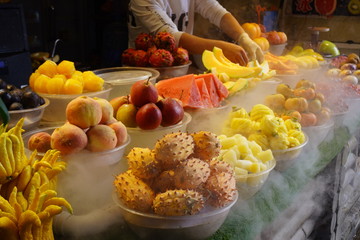 A stall that selling fresh fruits at shuhe Ancient Town.