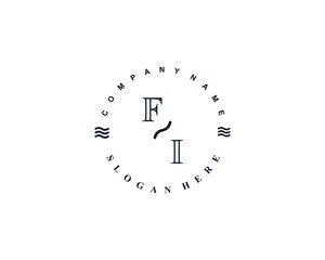 Initial FI vintage logo template