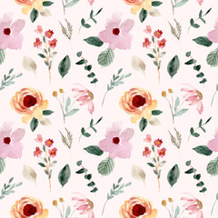 sweet wild floral watercolor seamless pattern