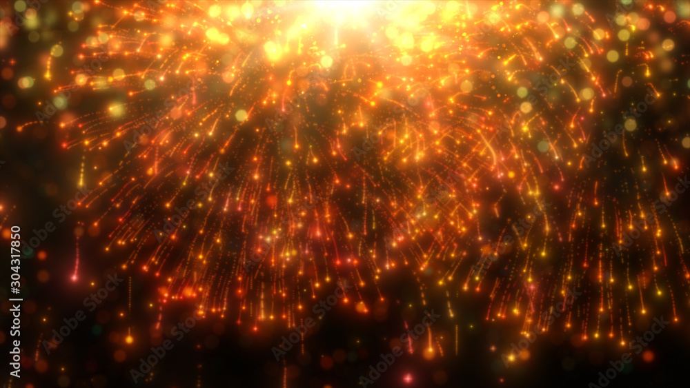 Poster fireworks and bokeh for 2020 happy new yea background 3d rendering