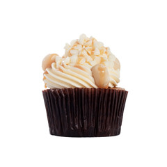Macadamia cupcake in white isolated background.