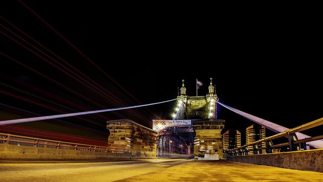 John A. Roebling Suspension Bridge Timelapse Cincinnati Ohio