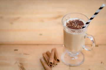 Homemade Festive Cinnamon Eggnog for the Holidays.Close up.