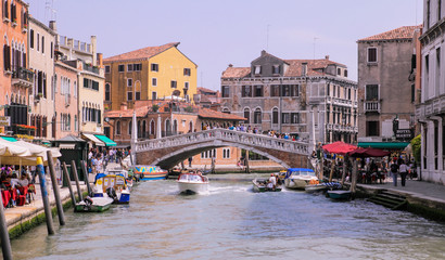 Famous view to te Rialto Bridge, Venice, Italy