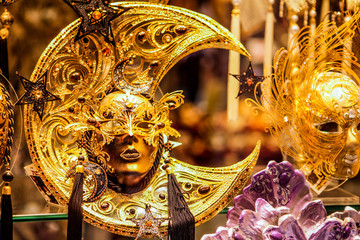 Bright and Colorful Carnaval Masks in Venice, Italy