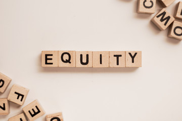 Equity word on white background