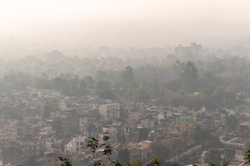 Aerial view of tiny houses in Kathmandu city, capital city of Nepal in South Asia.