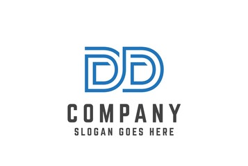 Blue initial letter DD logo vector template