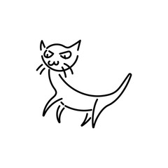 Funny cat . Like a child's hand drawing. Doodle kitten pet. Vector illustration on white background