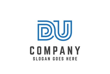 Blue initial letter DU logo vector template