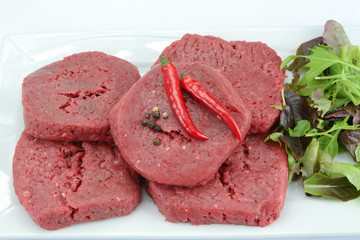 raw meat on a white background