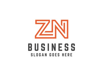 Orange initial letter ZN logo vector template