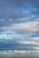 Fantastic clouds against blue sky, panorama