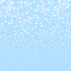 Snow silver stars. Actual winter template. Christmas background. Beautiful falling snow