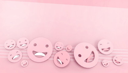Ideas Abstract business concept smiley faces and Inspiration Art  on pastel Rad background - 3d rendering - futuristic Minimal