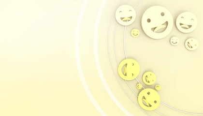 Ideas Abstract business concept smiley faces and Inspiration Art on   yellow pastel background - 3d rendering