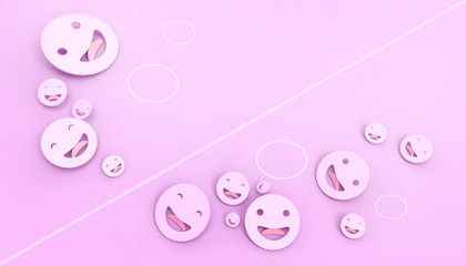 Fototapeta na wymiar Ideas Abstract business concept smiley faces and Inspiration Art on purple pastel background - 3d rendering - and Summer - holidays vacation