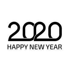 2020 happy new year logo. Vector black label