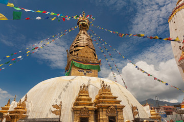 Dome of the Swayambhunath stupa or Monkey Temple in Kathmandu, Nepal