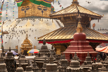 Swayambhunath stupa or Monkey Temple in Kathmandu, Nepal