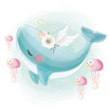 A Cute Angelic Blue Whale