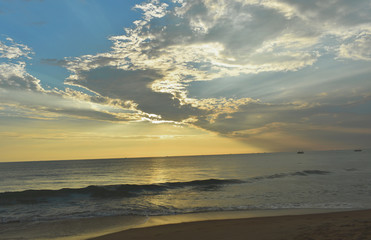 Naklejka na ściany i meble Beautiful Sunrise captured from a beach in Goa