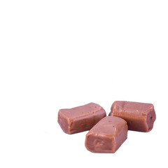 candies or caramel candies on a white background.